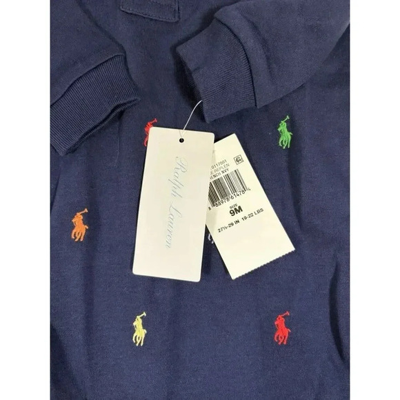 NWT Ralph Lauren Polo 9 Months Embroidered Navy Blue Sleeper - Picture 3 of 5